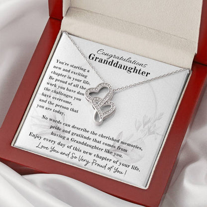 Congratulations Granddaughter- A New Chapter In Your Life Double Hearts Necklace
