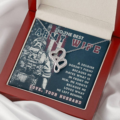 To The Best Army Wife Double Hearts Necklace (2)