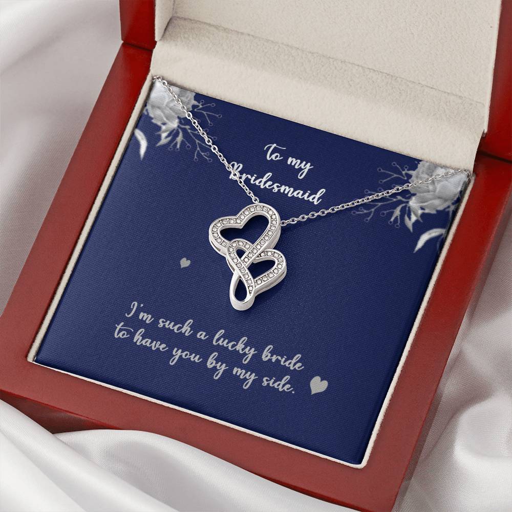 Bridesmaid Lucky Bride Double Hearts Double Hearts Necklace