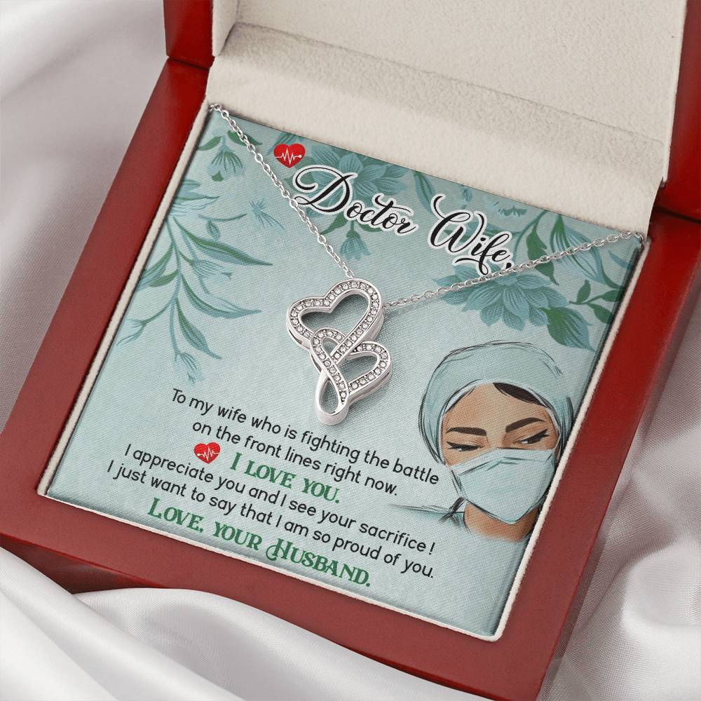 Dear Wife - I Appreciate You And I See Your Sacrifice -  Double Hearts Necklace