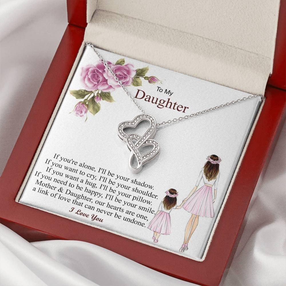 Gift For Daughter From Mon Daughter - Necklace Double Hearts Necklace