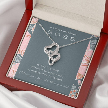 Boss Gift Necklace For Boss Gift For Female Boss Girl Boss Boss Lady Thank You Gift A Truly Amazing Boss Gift Best Bos Double Hearts Necklace