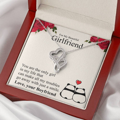 Valentines Gifts For Girlfriend Necklace Valentine's Day Gift For Her?? Double Hearts Necklace