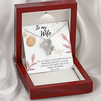 To My Wife Necklace - Gift For Wife Birthday - Happy Birthday My Love - To My Wife Necklace Anniversary Gift For Wife  Double Hearts Necklace