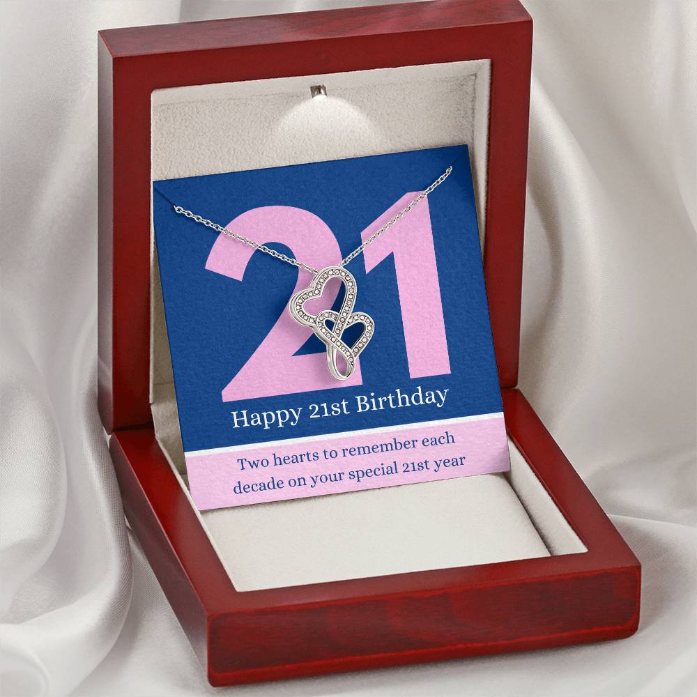 21St Birthday Interlocked Hearts Necklace To My Daughter 21St Necklace Double Hearts Necklace