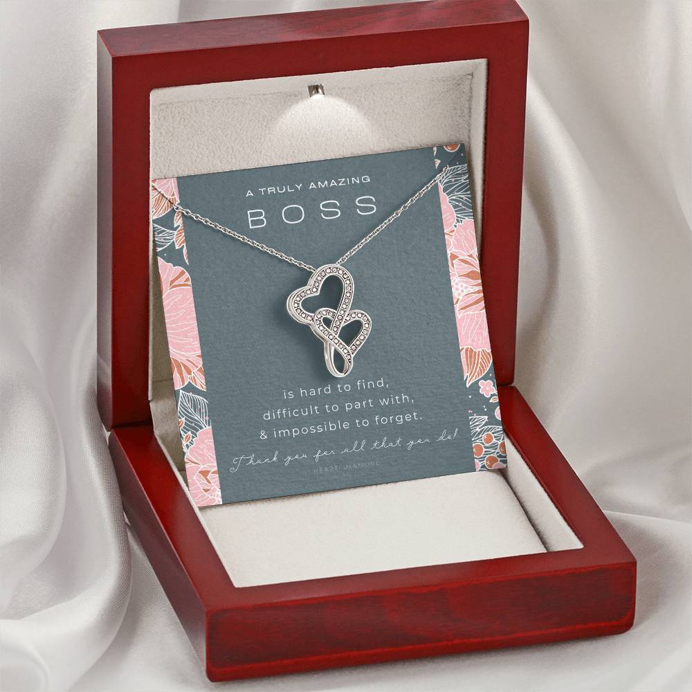 Boss Gift Necklace For Boss Gift For Female Boss Girl Boss Boss Lady Thank You Gift A Truly Amazing Boss Gift Best Bos Double Hearts Necklace