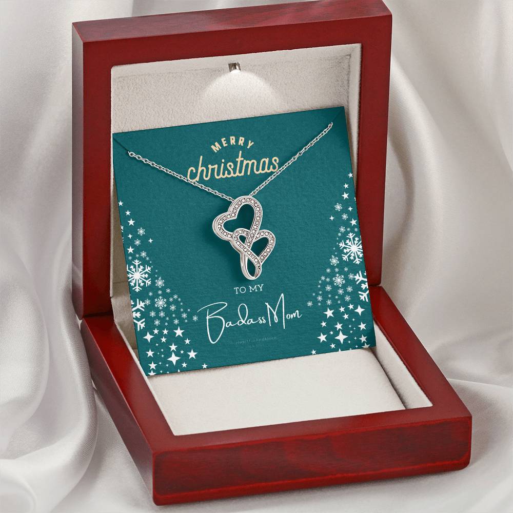 Christmas Gift For Mom Necklace Gift For Mom To My Mom Merry Christmas X-Mas Jewelry Gift For Mom Mother Christmas Gif Double Hearts Necklace