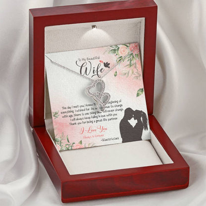 Electrician's Wife Dazzling Pendant Double Hearts Necklace