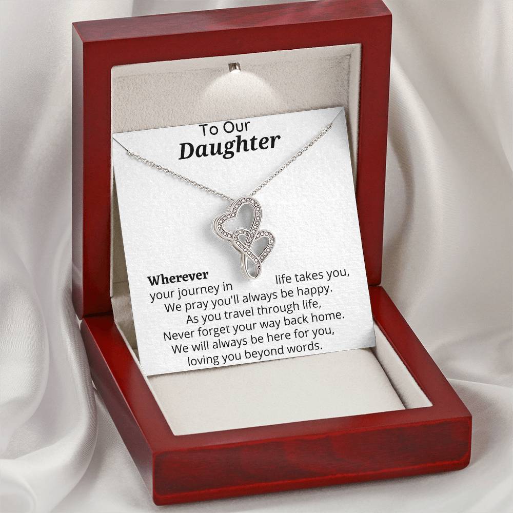 Wherever Your Journey -  Double Hearts Necklace