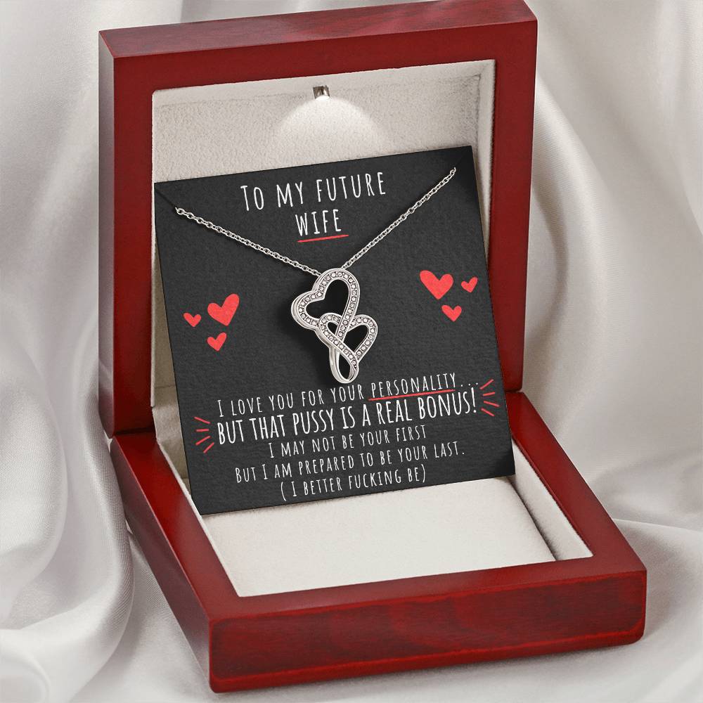 Future Wife Gift Wedding Gift For The Mrs Pre Wedding Night Before Funny Present Fiancée Double Hearts Necklace