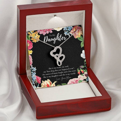 Daughter Gift  To My Daughter Necklace From Mom  To My Daughter Necklace  Gift For Daughter From Mom Double Hearts Necklace
