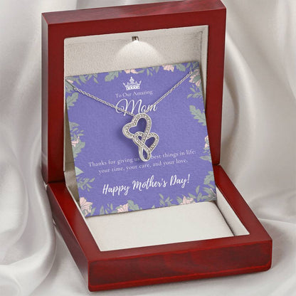 To Our Amazing Mom Necklace  Happy Mother’S Day Gift  Personalized Mom Gift  Mothers Necklace  Gift For Mom  Best Mom  1 Double Hearts Necklace