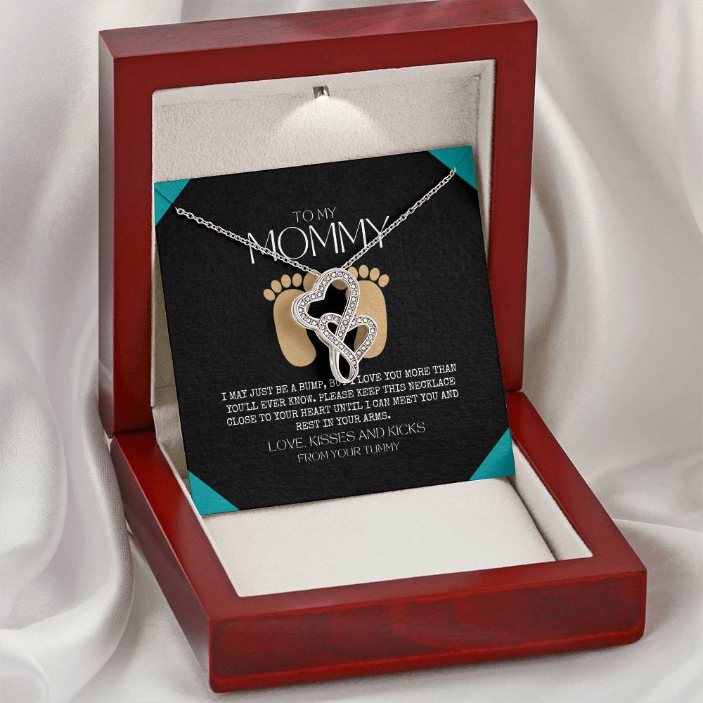 Baby Shower Gift New Mommy Necklace Pregnant Wife Gift To My Mommy I May Just Be A Bump But I Love You More Than You E 1 Double Hearts Necklace