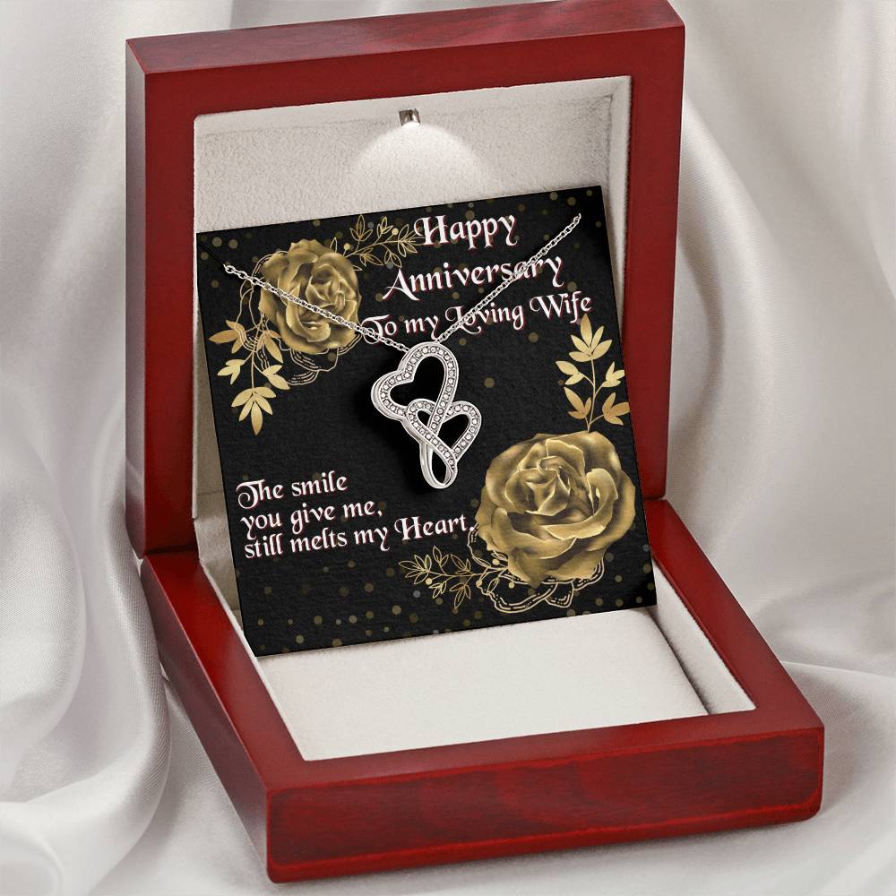 Anniversary Gift To Wife. Silver Anniversary. Gold Anniversary. Diamond Anniversary. Emerald Anniversary. Silver Anniv Double Hearts Necklace
