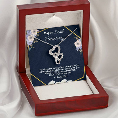 32 Year Anniversary Gift For Wife 32 Years Together For 32Nd Anniversary Anniversary Gift For Anniversary For Her Doub Double Hearts Necklace