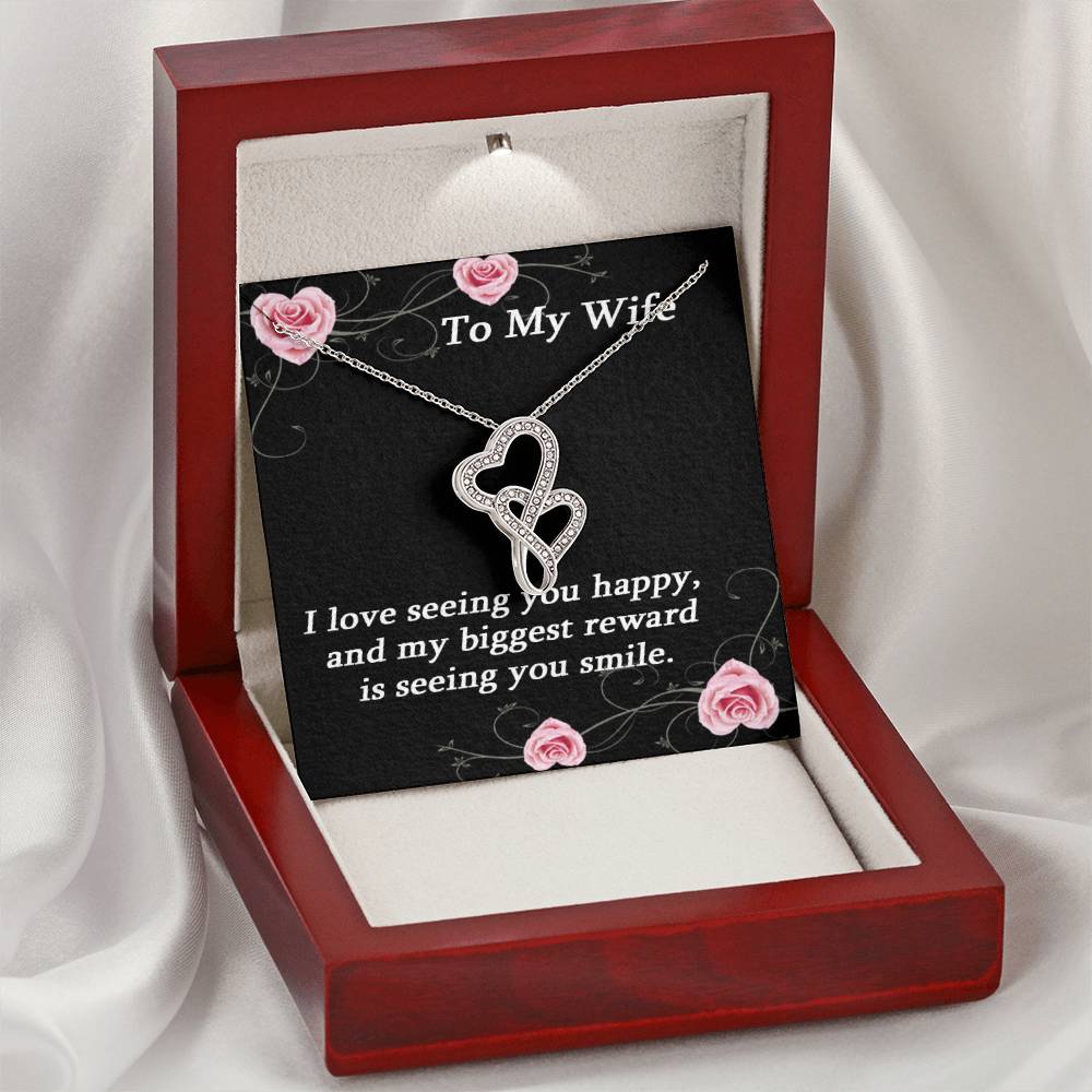 To My Wife Necklace - Anniversary Gift For Wife Birthday Gift For Wife Gift For Wife Necklace For Wife Gift For Wife B 2 Double Hearts Necklace