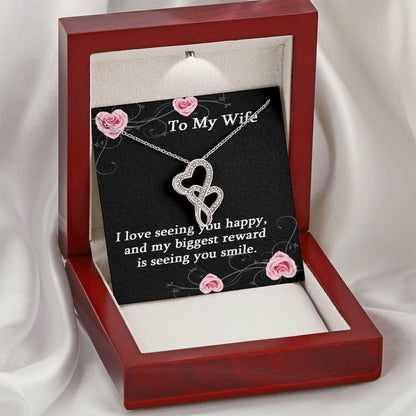 To My Wife Necklace - Anniversary Gift For Wife Birthday Gift For Wife Gift For Wife Necklace For Wife Gift For Wife B 2 Double Hearts Necklace