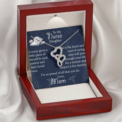 Double Heart Nurse Daughter Necklace  - Mothers Day Gift For Nurse - Birthday Gift For Nurse Daughter - Gift Necklace  Double Hearts Necklace