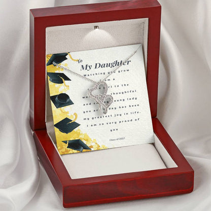 Daughter Graduation  Proud Parent Proud Grandparent Double Hearts Necklace