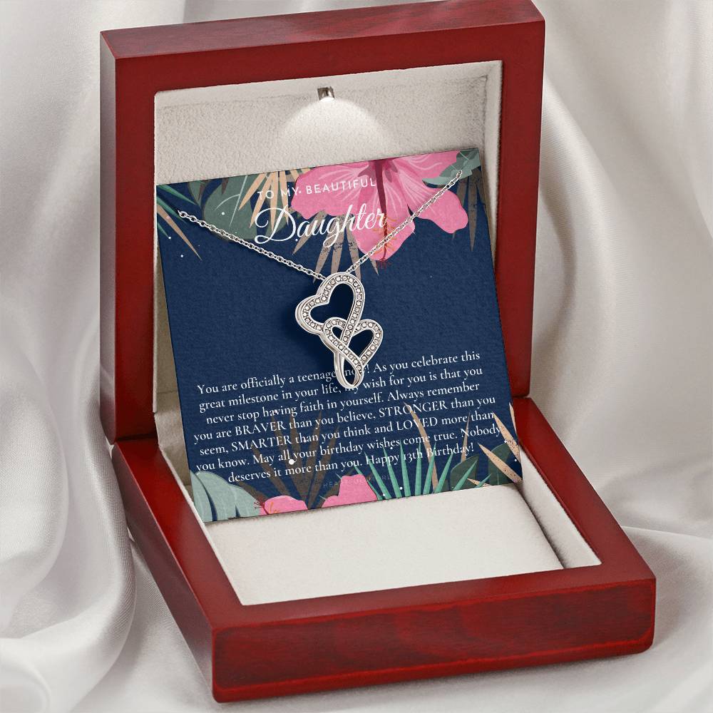 Gift For 13 Year Old Girl Gifts 13Th Birthday Girl 13Th Birthday Gift Thirteenth Birthday Necklace Teen Birthday Gift  1 Double Hearts Necklace