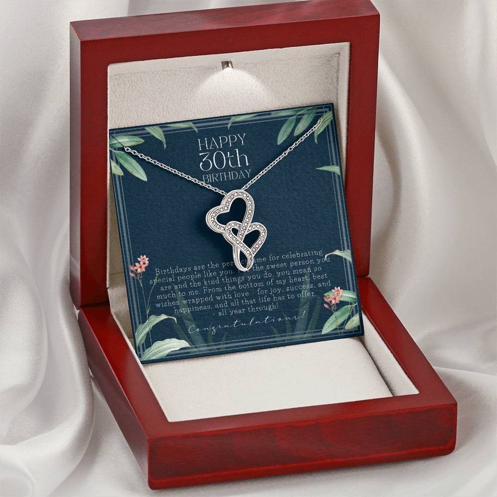 30Th Birthday Gifts For Women  Necklace For Her  3 Decade Jewelry  30 Years Old  30Th Birthday Gift Necklace  Jewelry  1 Double Hearts Necklace