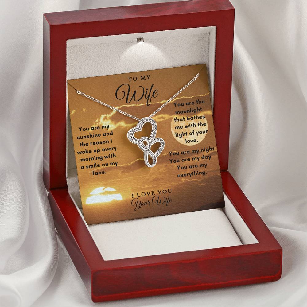 To My Wife- 'You Are My Everything' Your Wife Double Hearts Necklace