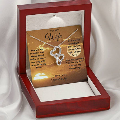 To My Wife- 'You Are My Everything' Your Wife Double Hearts Necklace