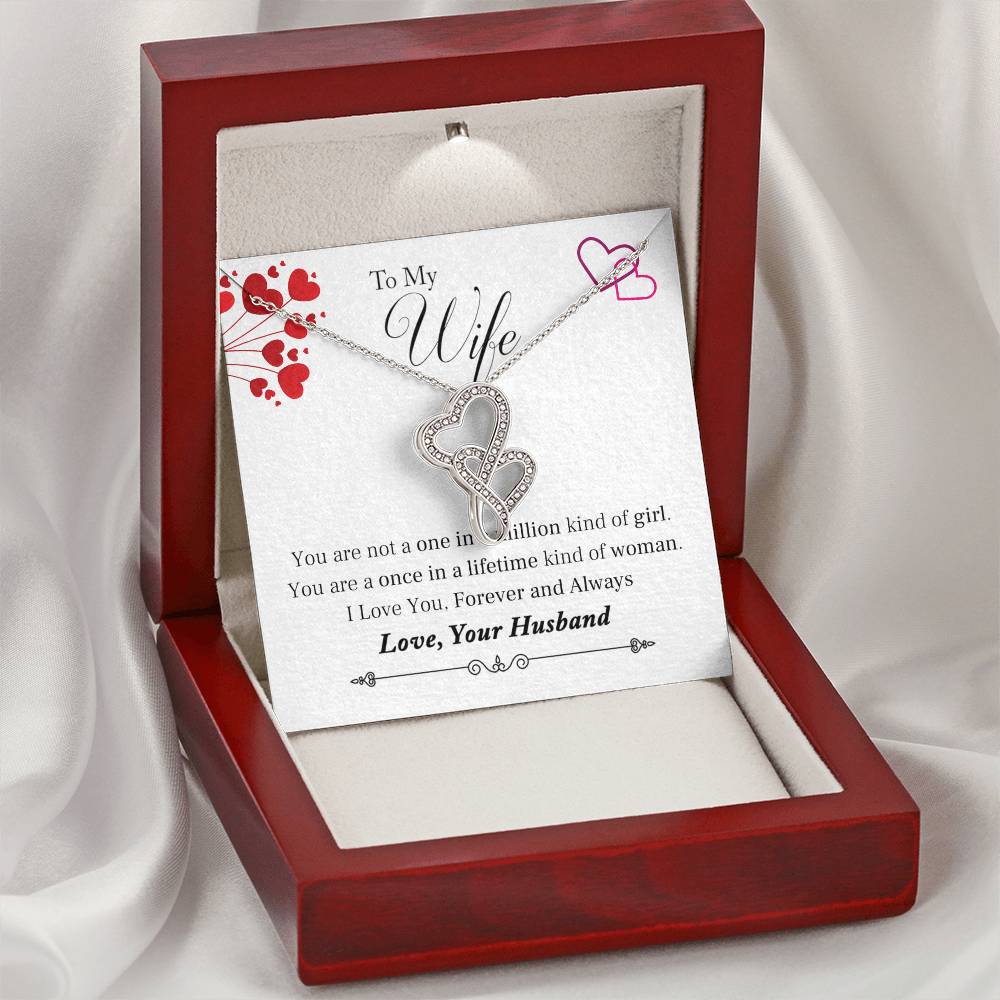 To My Wife - Once In A Lifetime - Necklace Double Hearts Necklace
