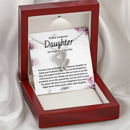 Daughter On Wedding Day - Double Hearts Double Hearts Necklace