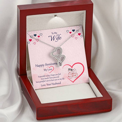 Best Anniversary Gift For Wife Double Hearts Necklace