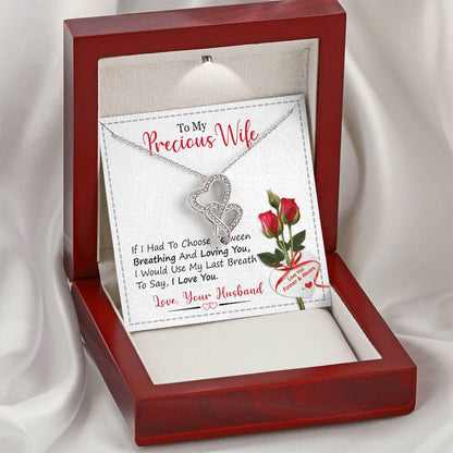 Best Gift For My Precious Wife Double Hearts Necklace