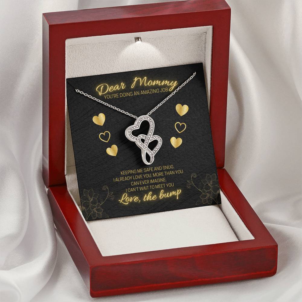 Dear Mommy - Love The Bump Black Double Hearts Necklace