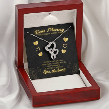 Dear Mommy - Love The Bump Black Double Hearts Necklace