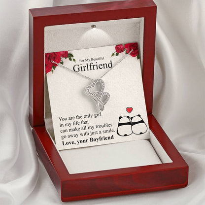 Valentines Gifts For Girlfriend Necklace Valentine's Day Gift For Her?? Double Hearts Necklace