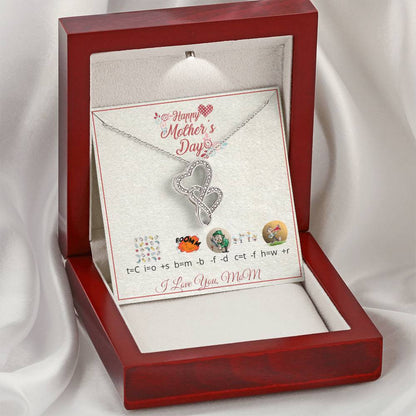 For Mom With Riddle Message Card Double Hearts Necklace
