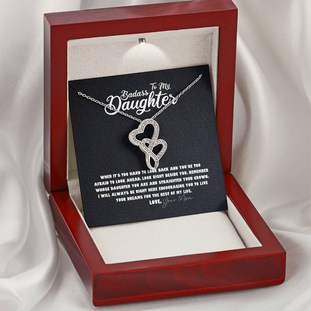 Daughter Necklace - Mother Daughter Jewelry Gift - Daughter Wedding Gift - Graduation - Birthday - Meaningful Interloc Double Hearts Necklace