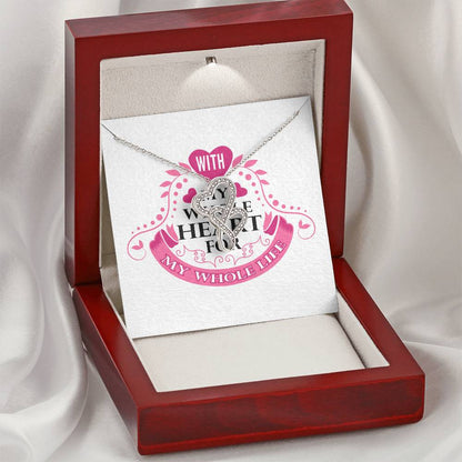 With My Whole Heart - Marriage Wife  Silver Or Gold Double Hearts Necklace