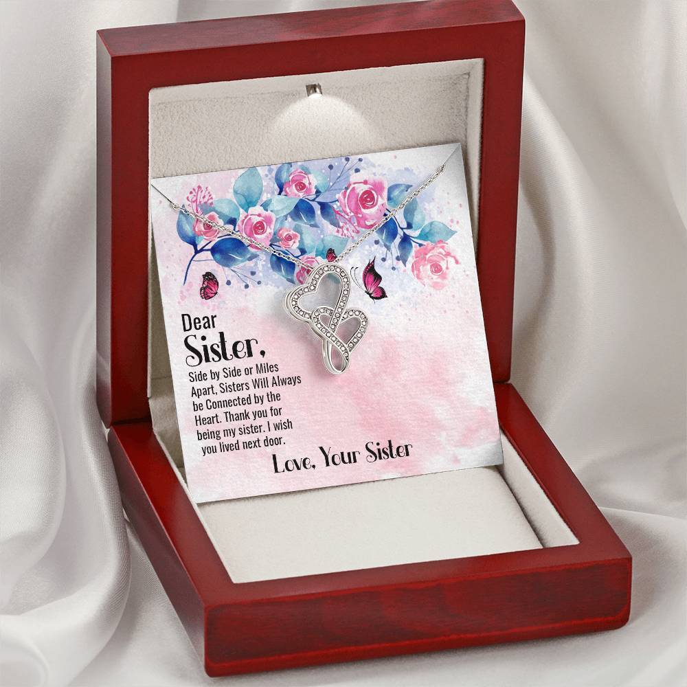 Dear Sister - Love Your Sister -  Double Hearts Necklace