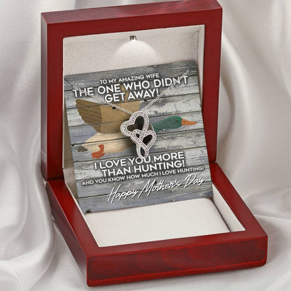 Funny Mothers Day Gift For The Wife Of A Duck Hunter I Love You More Than Duck Hunting Mother's Day Gift For Wife Husb Double Hearts Necklace