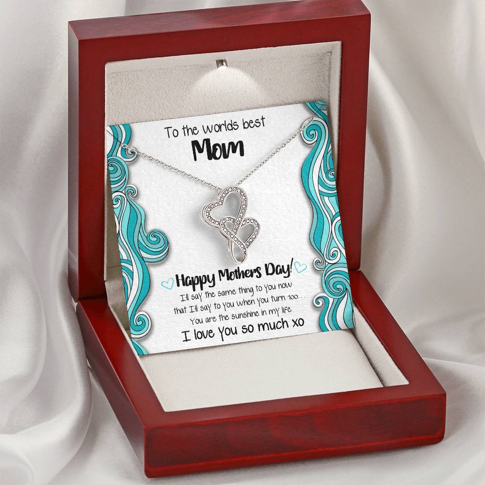 Worlds Best Mom Double Hearts Mothers Day Gift Necklace 1 Double Hearts Necklace