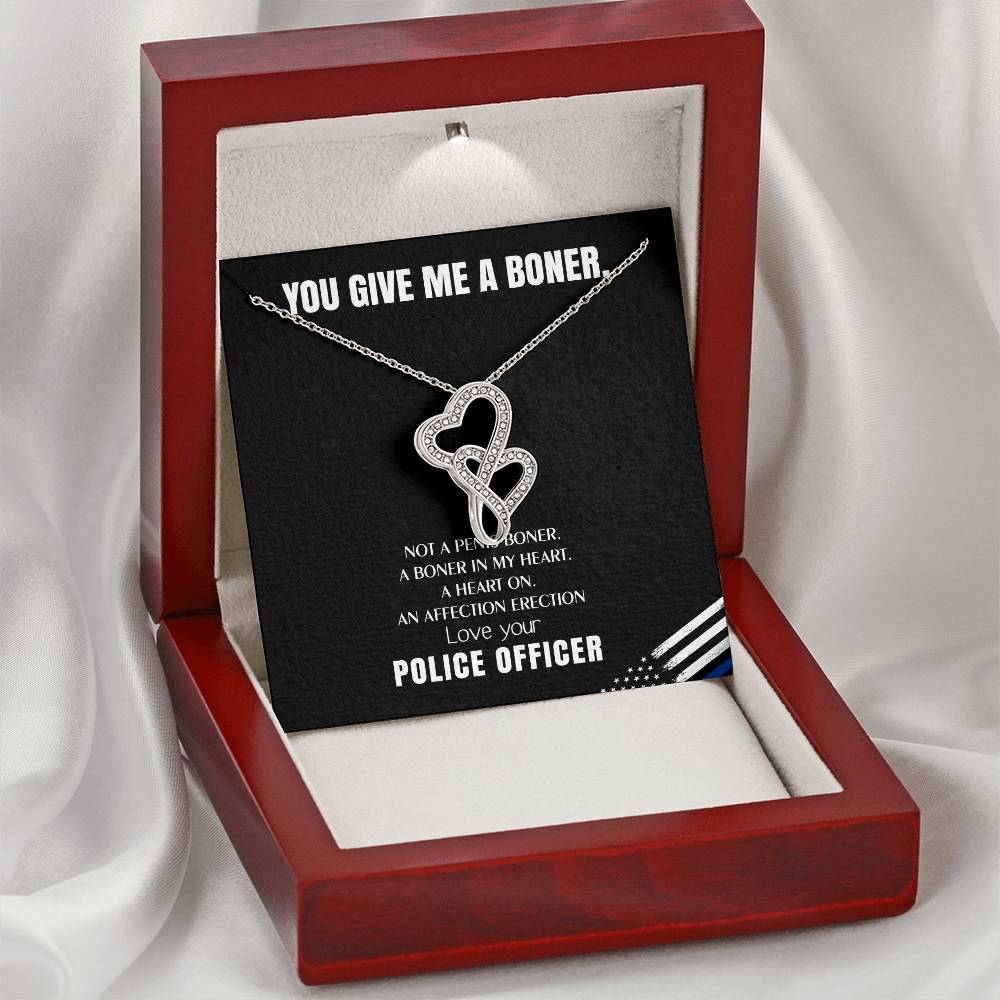 You Give Me A Heart Boner An Affection Erection  Funny & Sarcastic Love For Her Mature Gag Gif 2 Double Hearts Necklace