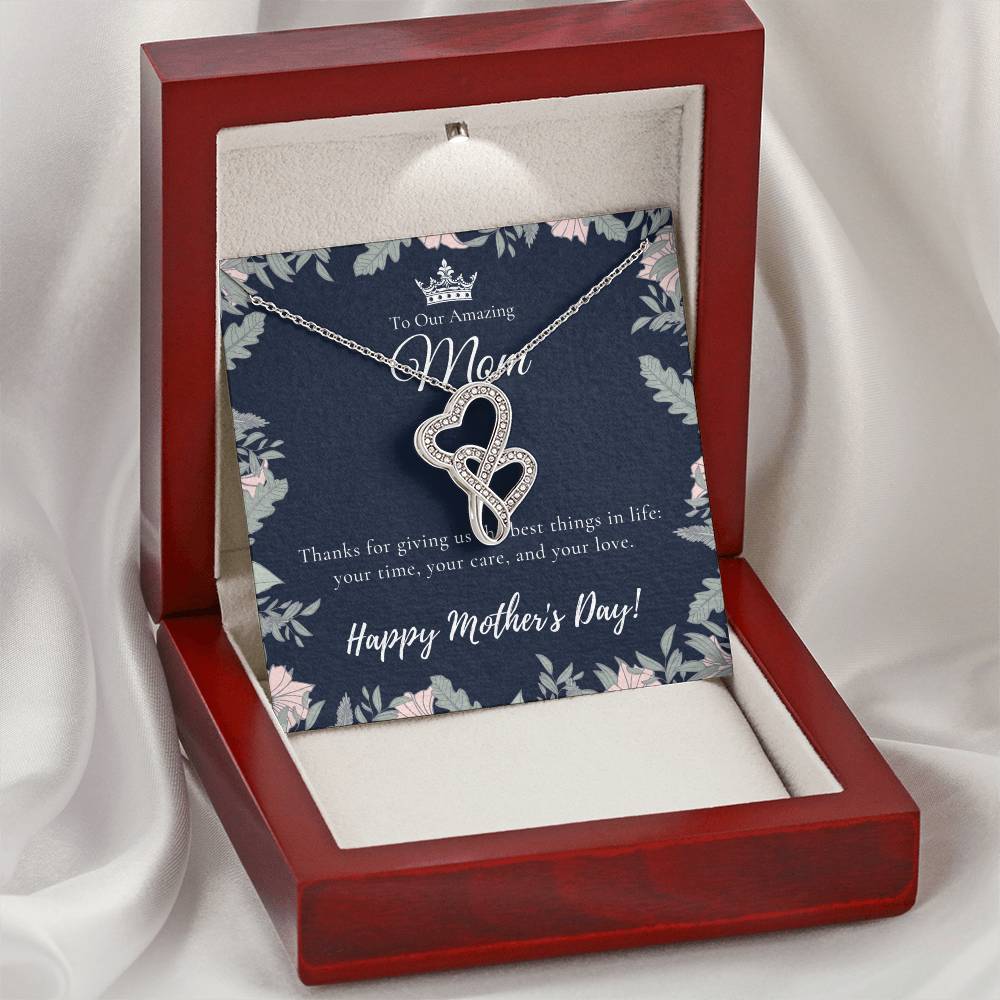 To Our Amazing Mom Necklace  Happy Mother’S Day Gift  Personalized Mom Gift  Mothers Necklace  Gift For Mom  Best Mom  Double Hearts Necklace