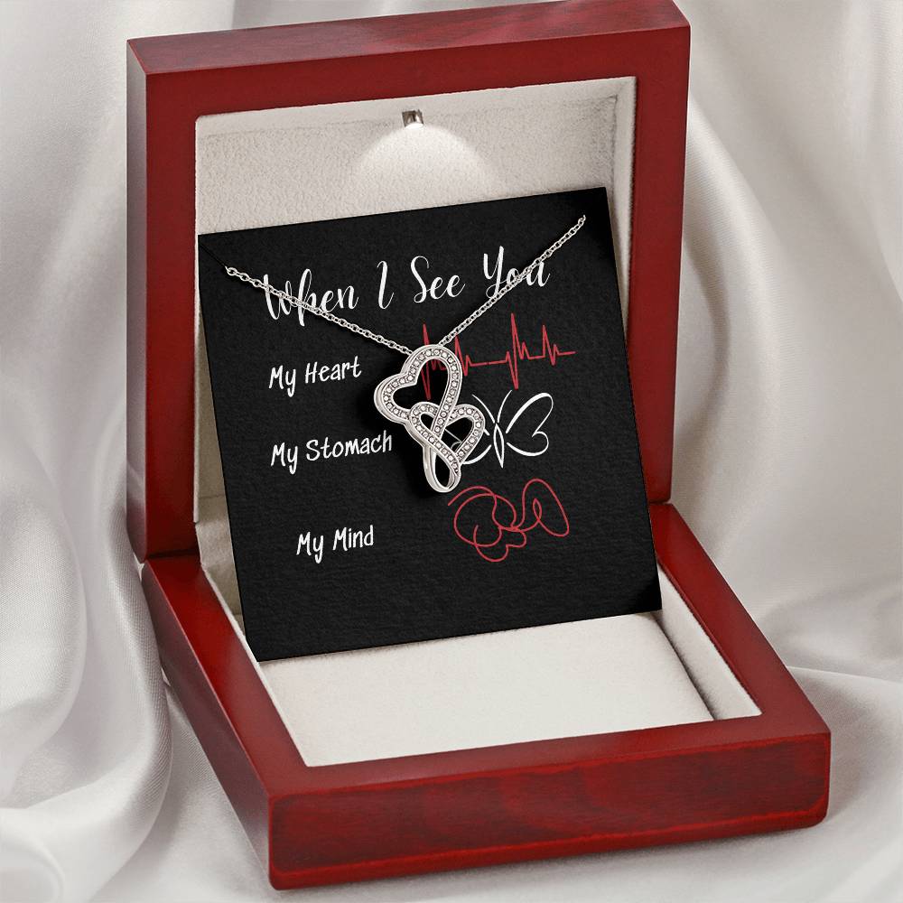 When I See You - Engagement Gift Anniversary Gift Gift For Her Double Hearts Necklace