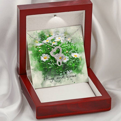 Double Heart Necklace– Daisy Message Card Double Hearts Necklace