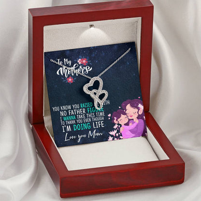 Dear Mom I Love You So Much Double Hearts Necklace