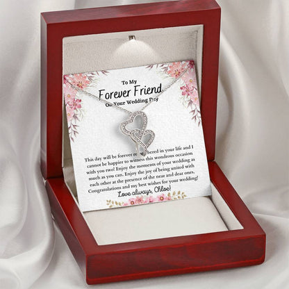 Forever Friend On Your Wedding Day- Double Heart Double Hearts Necklace