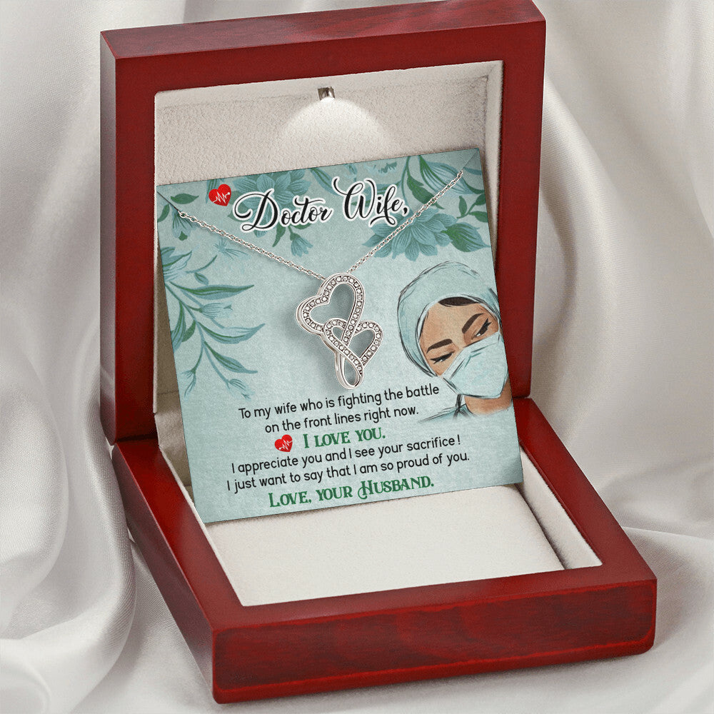 Dear Wife - I Appreciate You And I See Your Sacrifice -  Double Hearts Necklace