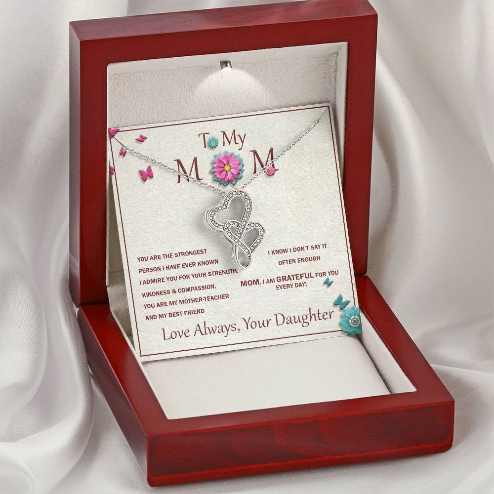 For Mother With Message Card 1 Double Hearts Necklace