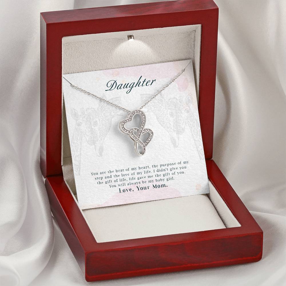 Daughter-You Are The Beat Of My Heartthe Purpose Of My Step And The Love Of My Life.I Didnt Give You The Gift Of Life  Double Hearts Necklace