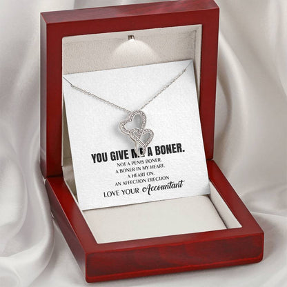 You Give Me A Heart Boner An Affection Erection  Funny & Sarcastic Love For Her Mature Best Fu 1 Double Hearts Necklace